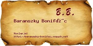 Baranszky Bonifác névjegykártya